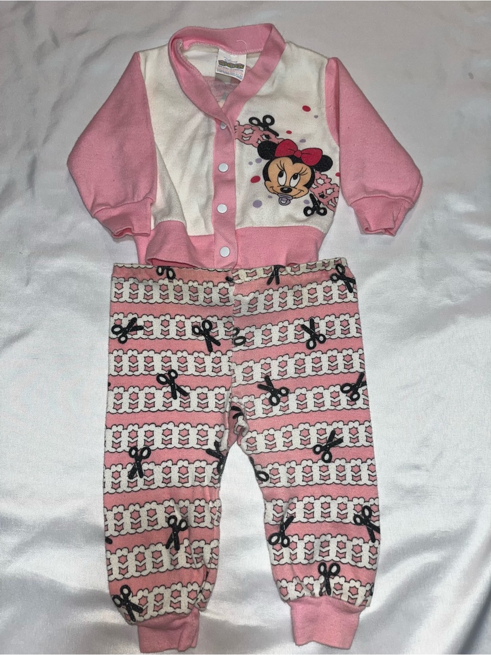 Vintage 1984 Disney Babies Minnie Mouse 0-6M 2pc Pink Outfit Rare